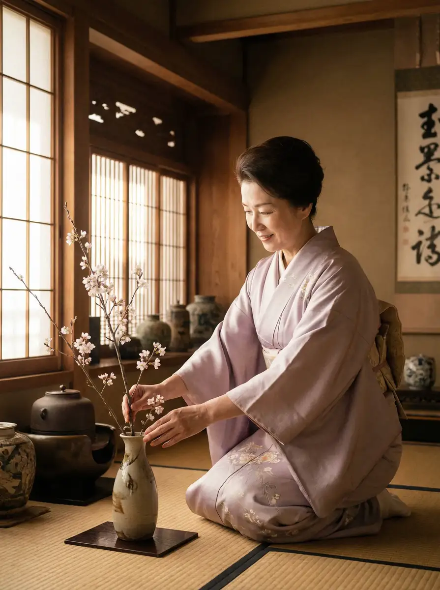 一位优雅的 《91免费版》_91免费版最新地址 | 深度揭秘91免费版 在和室中插花